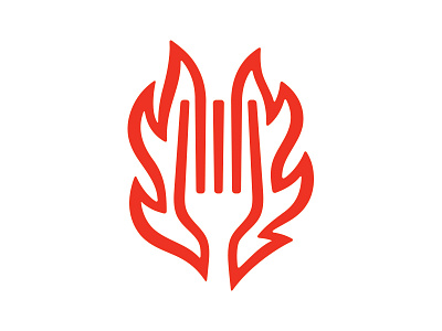 Fire Fork brand eat fire flame food fork fresh hot identity line logo restaurant
