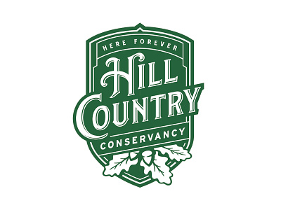 Hill Country Conservancy Logo acorn badge branding conservancy country crest hill leaf logo nature oak texas