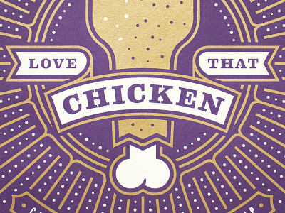 Love that chicken anniversary banner chicken convention fleur de lis franchise metallic new orleans popeyes poster restaurant starburst