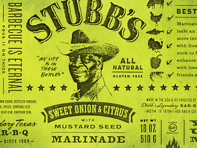 Stubbs BBQ label barbecue barbeque barbq bbq food marinade packaging sauce stubbs texture typography xerox