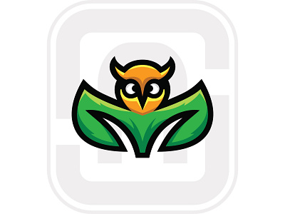 Owl Leaves animal art bird cartoon character colorful cute design eye fun graphic icon illustration leaf mascot nature owl symbol vector white