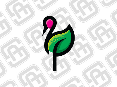 Stork Leaves abstract animal art concept creative design fly graphic green icon idea leaf mascott modern nature stork style template unique vector