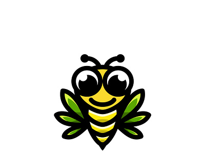 Bee cannabis combination logo design wing