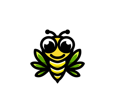 Bee cannabis combination logo design