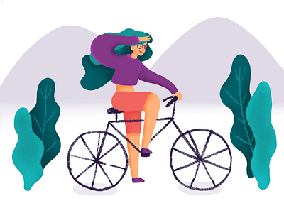 Bike lady character design digital illustration ipad pro procreate textures