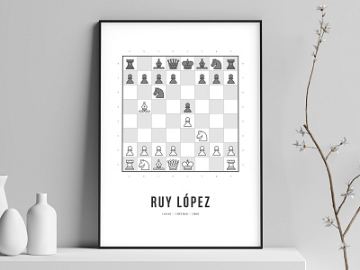 Ruy Lopez – Chess Opening Print board game chess chess board chess opening print chess poster chess print framed print minimalism poster design print design product queens gambit