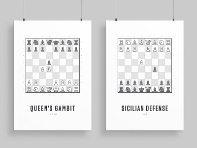 Chess Opening Print / Poster bishop black pieces checkmate chess chess board chess gift chess openings chess poster chess print chess theme king knight pawn poster design print design queens gambit rook sicilian defense the queens gambit white pieces