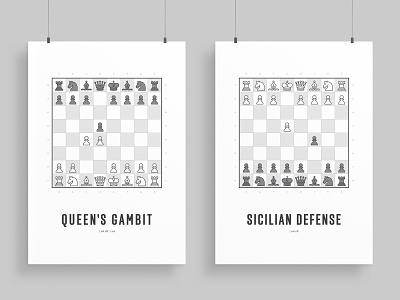 Chess Opening Print / Poster bishop black pieces checkmate chess chess board chess gift chess openings chess poster chess print chess theme king knight pawn poster design print design queens gambit rook sicilian defense the queens gambit white pieces