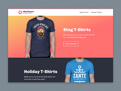 tshirtexpert.co.uk clean ui colourful desktop front end gradient homepage landing page t shirts ui uk web design web development website website design