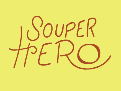 Souperhero hand lettering logo typography