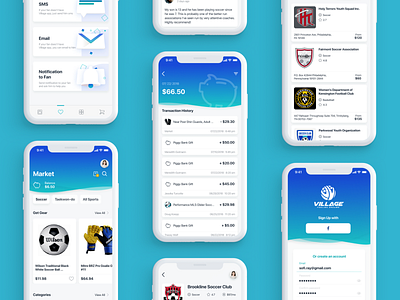 The Village | Mobile application app cards design ios market shop sport sport app ui ux wallet