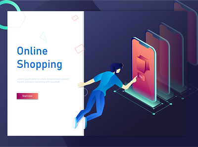 Online shopping [Hero image] animated animation app branding business design digital digital illustration hero image illustration illustrator isometric logo sketch ui ui ux ux design vector visual design website design