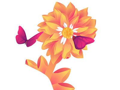 Golden Flower Illustration 3d art animated animation app art brand branding butterfly creative design designs digital editorial flower illustration graphic icon illustration logo ui vector