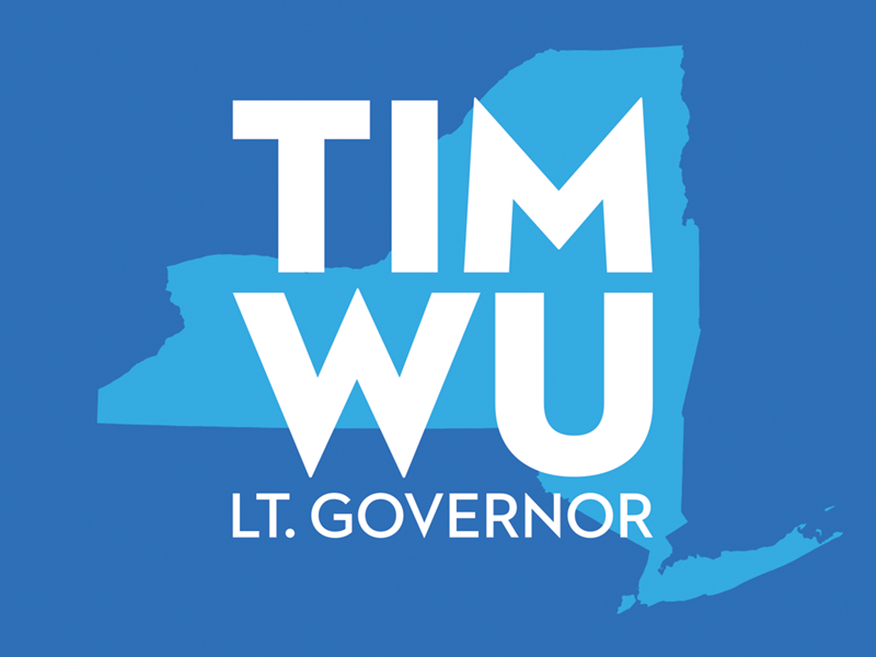 Tim Wu for Lt. Governor political ny campaign logo politician election vote