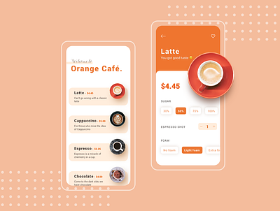 Orange Café App Concept app design flat minimal ui