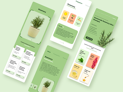 Backyard herb and plant app app ui design flat design minimal pastel colors