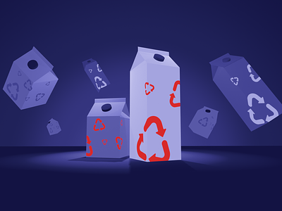 Recyclable Cartons blender blender 3d cartons design editorial illustration recycle recycling