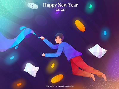 Happy New Year 2020 ✨ - Resolution ! 2020 birthday colorful debuts flat illustration gradient happy happy new year hello 2020 hello dribbble illustration new year