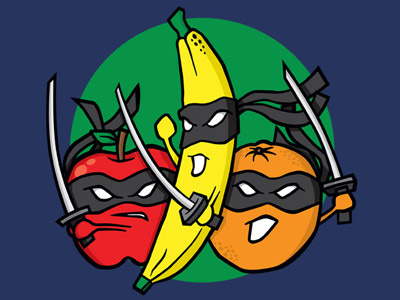 Ninja Fruit cartoon fruit illustration ninja tshirt