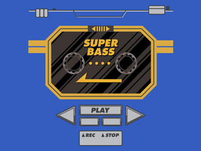 Super Bass 80s art illustration walkman