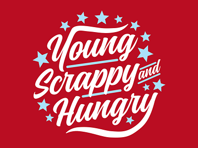 Young Scrappy and Hungry american patriotic stars typography usa
