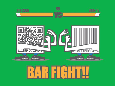 Bar Fight art barcode fight funny illustration qrcode versus
