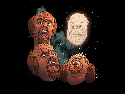 Three Worf Morn design ds9 sci fi trek tshirt