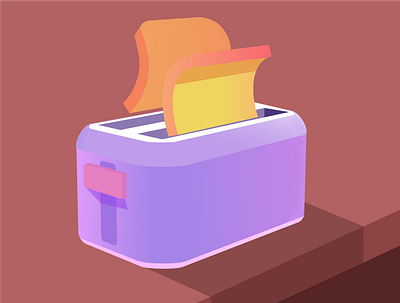 Toaster 3d art bread breakfast illustration illustrator isometry line morning style toaster typography vectorgraphic