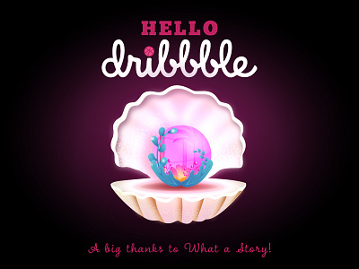 Hello Dribbble first design first post hello dribble illustration pearl vector