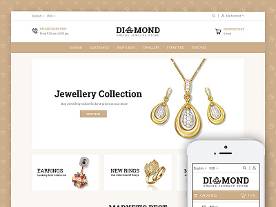 Diamond Jewelry Store Template codezeel diamond ecommerce fashion jewelry prestashop themes