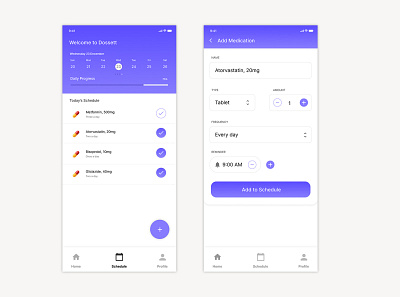 Dossett - Medicine Scheduling Application 2 app design flat illustration minimal mobile ui ui ux web website