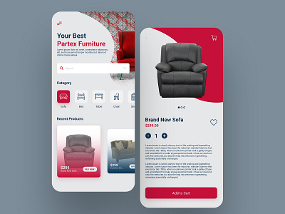 Partex Furniture Mobile App Ui