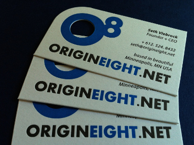 Origin Eight business card design branding business card diecut letterpress logo