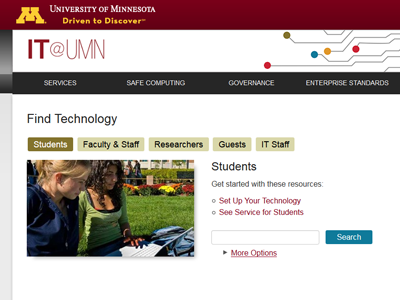 University of Minnesota IT resource website academia service and support website web design