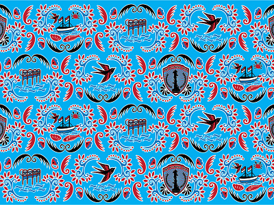BAtik Sekolah batik brocure design fish fisherman illustration pattern plant swallow bird