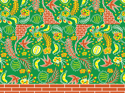 Batik Sadang Green building durians green pattern