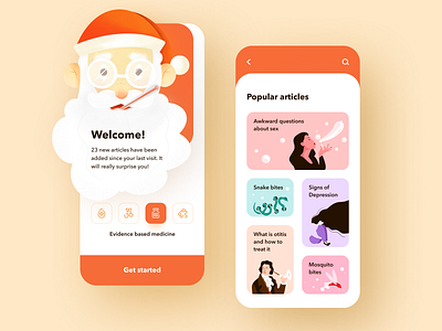 Medical App app articles categories clear design flat health icons illustrator ios medical app medicine medicine app mobile mobile app procreate santa simple design ui ux