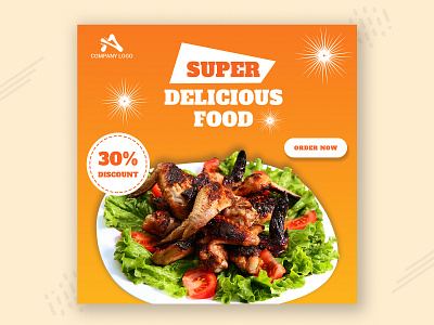 Super delicious food square flyer design branding business concept design flat food food design gfh social media banner social media post square flyer web website