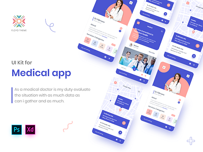 Medical - Mobile App UI Kit app apps branding doctor graphic design health healthcare medical mobile mobile ui mobile ui kit
