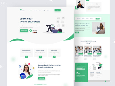 Online Education Template banner business concept design education landing page template uiux website