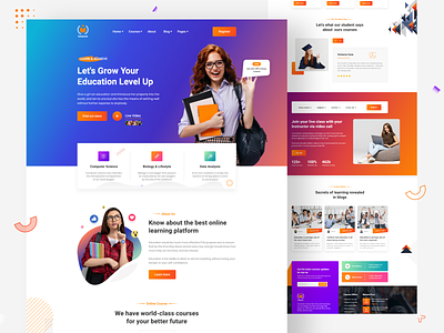 Education Landing Page collage education landing page study uiux website