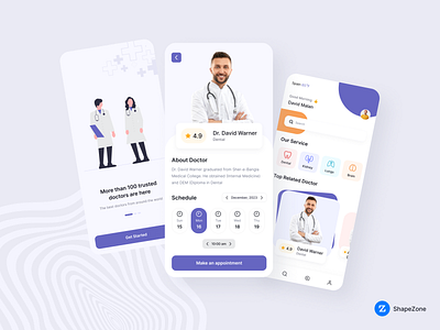 Doctor Appointment App app app template medical medical app mobile app shapezone template ui ui kit ux