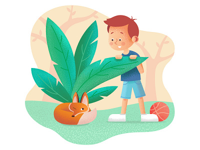 Hello, Dribbble! boy debut first shot fox illustration nature vector