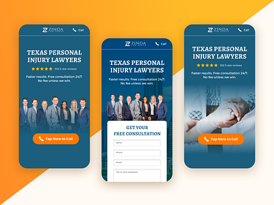 Personal Injury Lawyers Mobile Landing Page