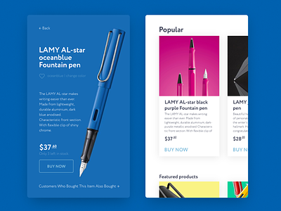 E-commerce product page — daily Inspiration 19 app clean daily inspire design ecommerce lamy minimalistic pen ink product catalog ui
