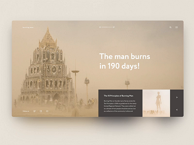 Burning Man — Daily Inspiration 29 adobe xd animation big background images carousel clean daily inspire design grid grid design grid layout interaction minimalistic ui ui interaction web