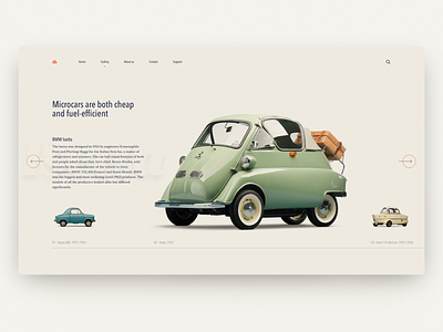 Microcars — Daily Inspiration 37 big background images carousel clean daily inspire design figma grid interaction minimalistic ui web