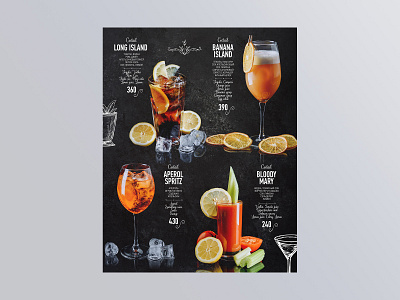 Coctail card for restaurant design typography
