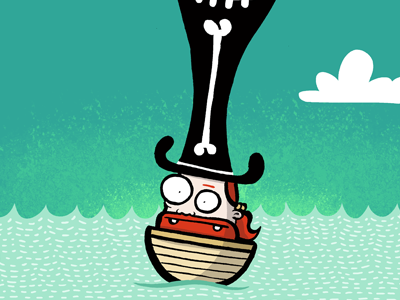 Pirate bone character illustration pirate sea
