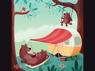 Susie baby bears camping caravan